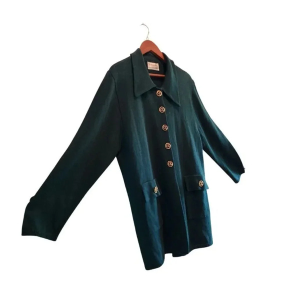 Danielle Women's Green Acrylic Blend Long Sleeve Front Buttons Sweater Jacket - Picture 8 of 12